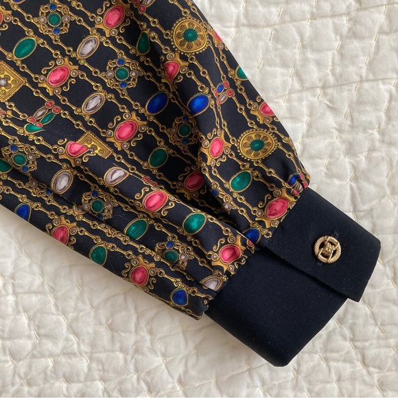 Vintage New Brownstone Studio New York Jewel Print Blouse Top - Picture 14 of 16